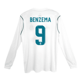 Męska Koszulka Retro Domowa Real Madryt BENZEMA #9 Długi Rękaw 2017/18 - Topowe Koszulki Pilkarskie Sklep Internetowy