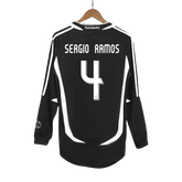 Męska Koszulka Retro Wyjazdowa Real Madrid SERGIO RAMOS #4 2006/07 z Długim Rękawem - Topowe Koszulki Pilkarskie Sklep Internetowy