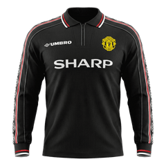 Męska Koszulka Retro Wyjazdowa Manchester United 1998 z Długim Rękawem
