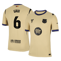 Męska Koszulka Wyjazdowa FC Barcelona GAVI #6 Wersja Piłkarska 2025/26 - UCL - Slim Fit - Topowe Koszulki Pilkarskie Sklep Internetowy