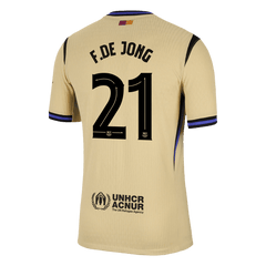 Męska Koszulka Wyjazdowa FC Barcelona F.DE JONG #21 Wersja Piłkarska 2025/26 - UCL - Slim Fit - Topowe Koszulki Pilkarskie Sklep Internetowy