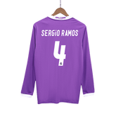 Męska Koszulka Retro Wyjazdowa Real Madrid SERGIO RAMOS #4 2016/17 z Długim Rękawem - Topowe Koszulki Pilkarskie Sklep Internetowy