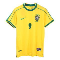 Męska Koszulka Retro Domowa Brazylia RONALDO #9 1998 - World Cup - Topowe Koszulki Pilkarskie Sklep Internetowy