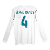 Męska Koszulka Retro Domowa Real Madryt SERGIO RAMOS #4 Długi Rękaw 2017/18 - Topowe Koszulki Pilkarskie Sklep Internetowy