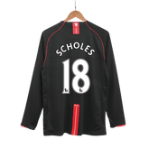 Retro SCHOLES #18 2007/08 Męska Koszulka Wyjazdowa MU z Długim Rękawem - Topowe Koszulki Pilkarskie Sklep Internetowy
