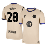 Męska Koszulka Wyjazdowa Barcelona ROONY #28 Wersja Piłkarska 2025/26 - UCL - Slim Fit