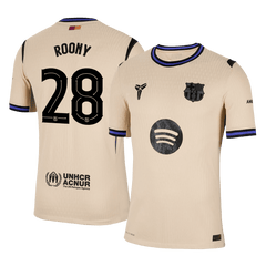 Męska Koszulka Wyjazdowa Barcelona ROONY #28 Wersja Piłkarska 2025/26 - UCL - Slim Fit