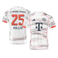 Męska Koszulka Wyjazdowa Bayern Monachium MÜLLER #25 Wersja Piłkarska 2025/26 - Slim Fit - Topowe Koszulki Pilkarskie Sklep Internetowy