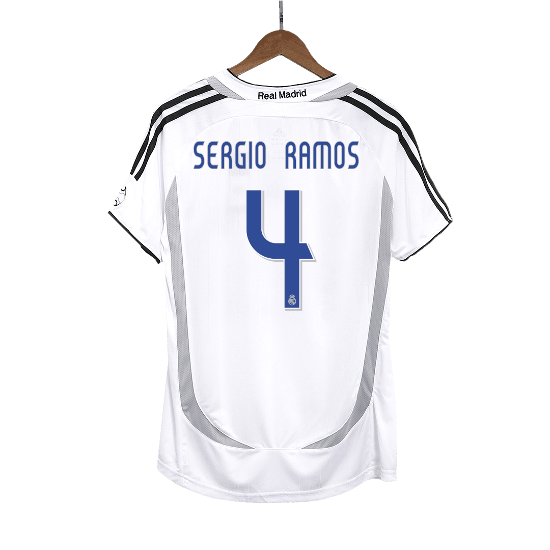 Męska Koszulka Retro Domowa Real Madrid SERGIO RAMOS #4 2006/07 - Topowe Koszulki Pilkarskie Sklep Internetowy