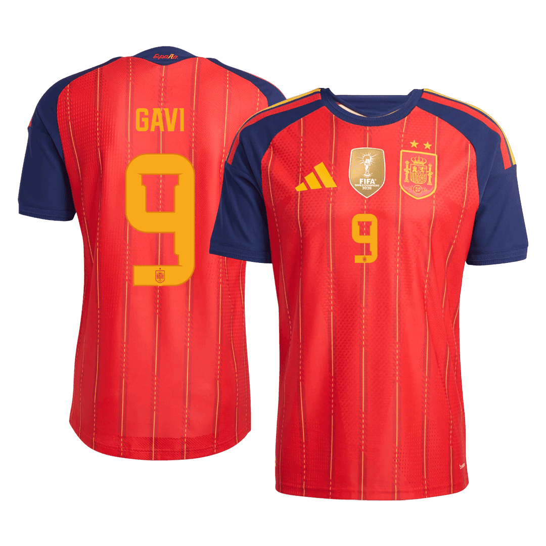 Męska koszulka Hiszpanii Champion Edition domowa GAVI #9 wersja zawodnicza - Mundial 2026