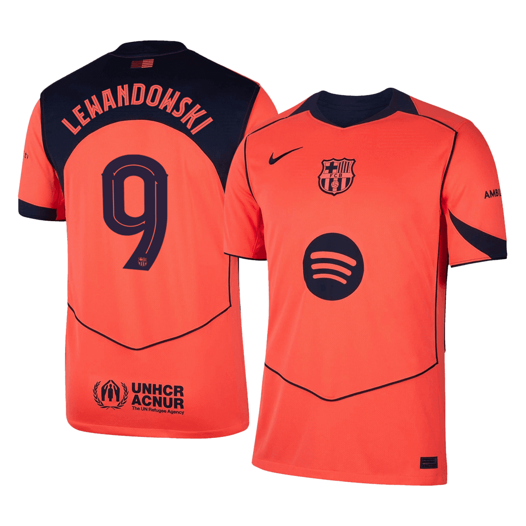 Męska Koszulka Trzecia Wyjazdowa Barcelona LEWANDOWSKI #9 2025/26 - UCL - Topowe Koszulki Pilkarskie Sklep Internetowy