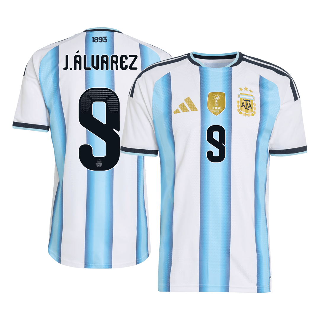Męska koszulka Argentyny domowa J.ÁLVAREZ #9 wersja zawodnicza – Mundial 2026
