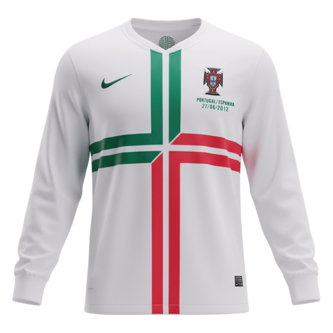 Męska Koszulka Retro Wyjazdowa Portugal 2012 z Długim Rękawem