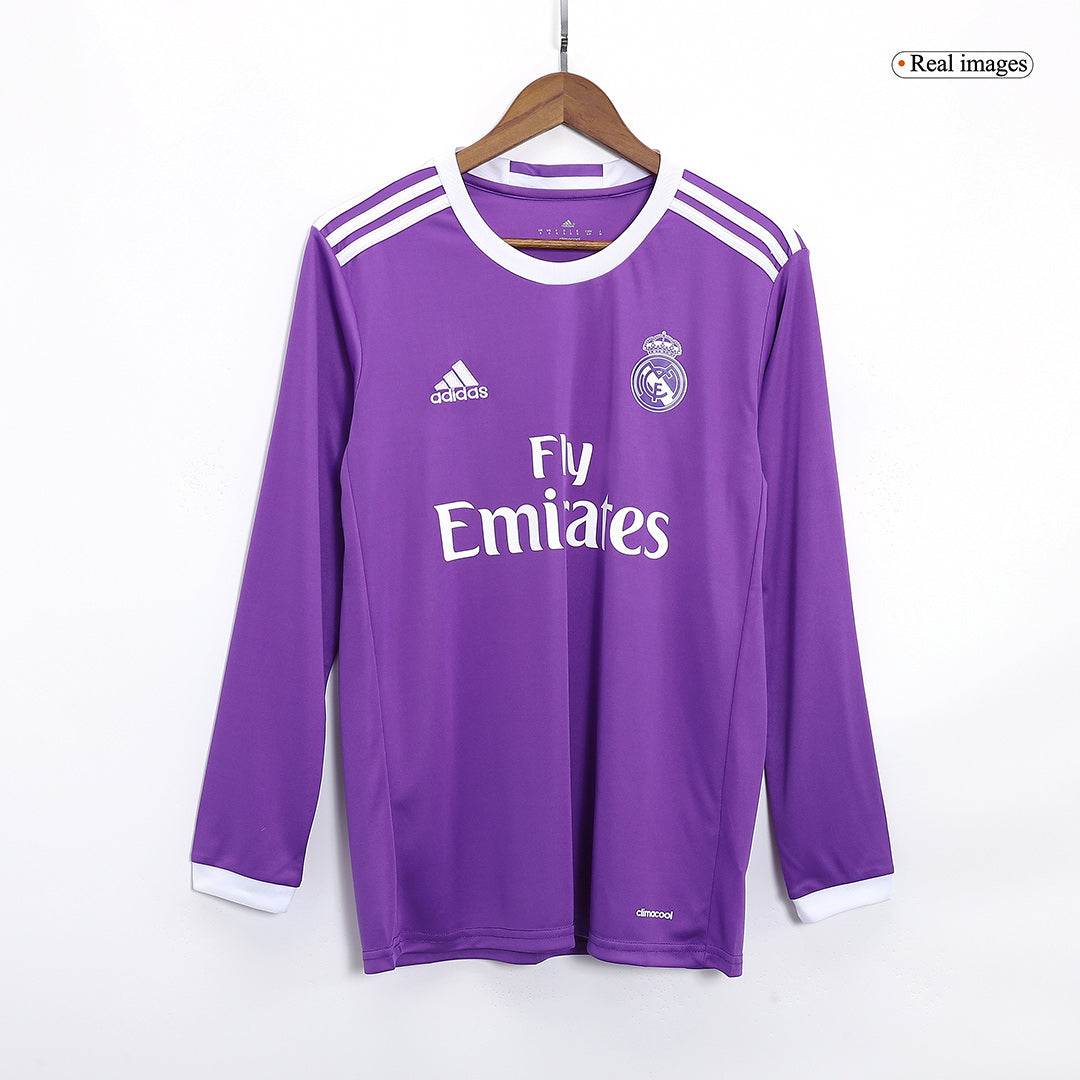 Męska Koszulka Retro Wyjazdowa Real Madrid SERGIO RAMOS #4 2016/17 z Długim Rękawem - Topowe Koszulki Pilkarskie Sklep Internetowy