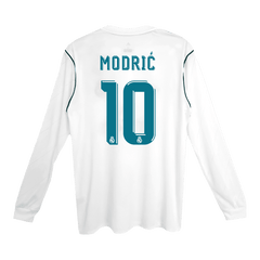 Męska Koszulka Retro Domowa Real Madryt MODRIĆ #10 Długi Rękaw 2017/18 - Topowe Koszulki Pilkarskie Sklep Internetowy
