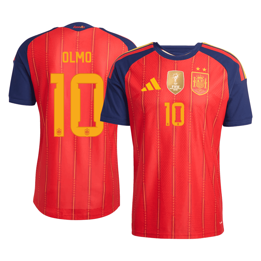 Męska koszulka Hiszpanii Champion Edition domowa OLMO #10 wersja zawodnicza - Mundial 2026