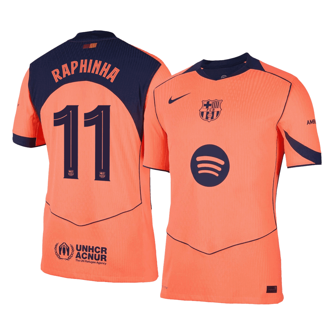 Męska Koszulka Trzecia Wyjazdowa Barcelona RAPHINHA #11 Wersja Piłkarska 2025/26 - Slim Fit - Topowe Koszulki Pilkarskie Sklep Internetowy