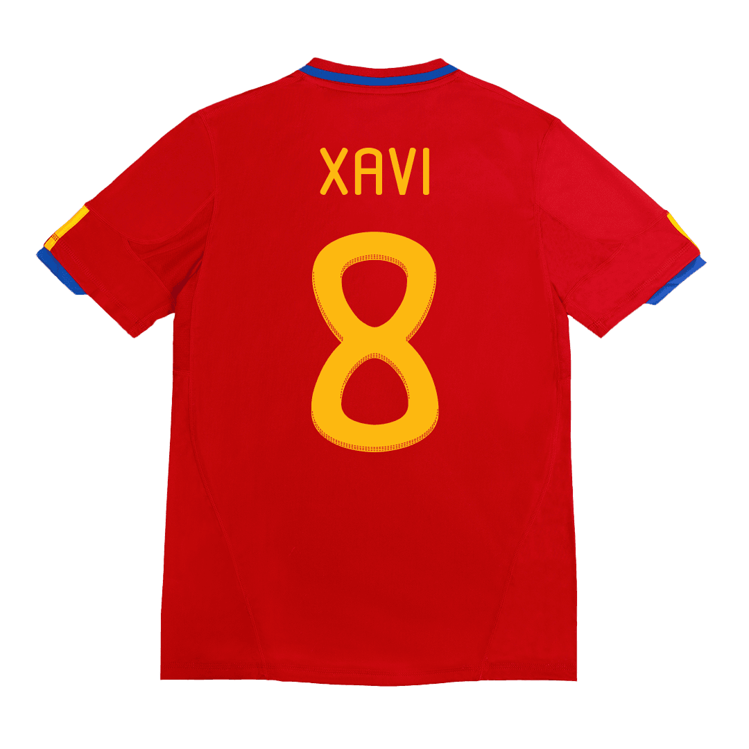 Męska Koszulka Retro Domowa Spain World Cup XAVI #8 2010 - Topowe Koszulki Pilkarskie Sklep Internetowy