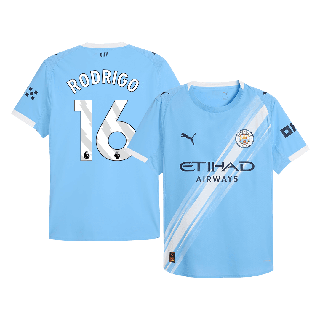 Męska Koszulka Domowa Manchester City RODRIGO #16 Wersja Piłkarska 2025/26 - Slim Fit - Topowe Koszulki Pilkarskie Sklep Internetowy