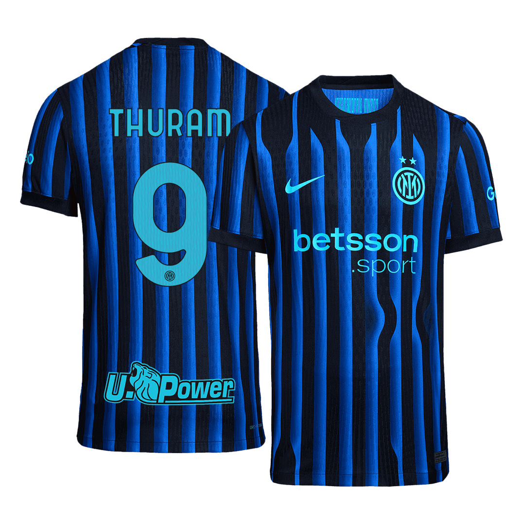 Męska Koszulka Domowa Inter Milan THURAM #9 Wersja Piłkarska 2025/26 - Slim Fit - Topowe Koszulki Pilkarskie Sklep Internetowy