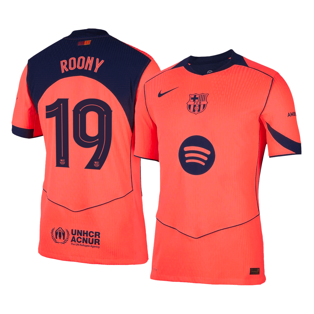 Męska Koszulka Trzecia Wyjazdowa Barcelona ROONY #19 Wersja Piłkarska 2025/26 - UCL - Slim Fit