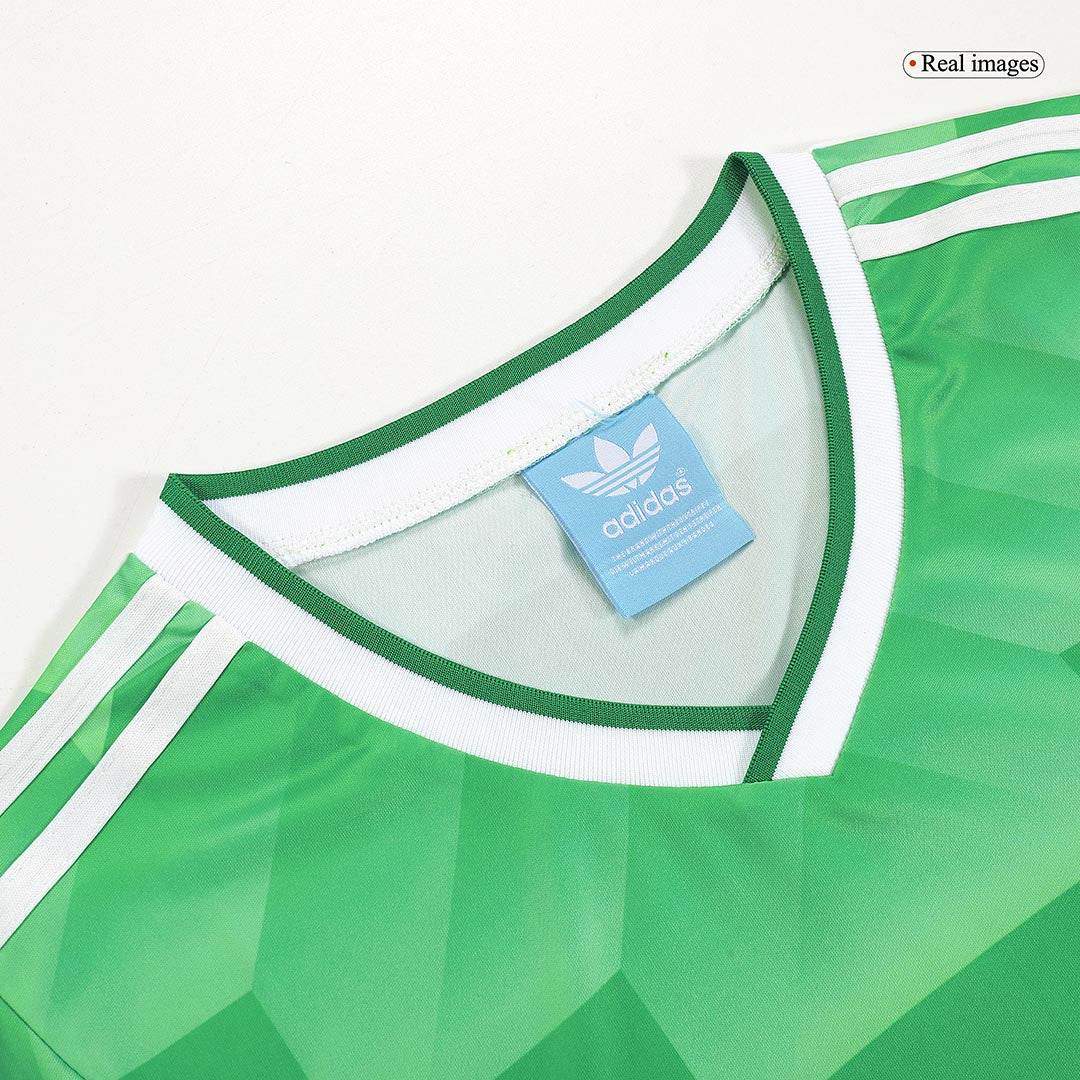 Męska zielona koszulka piłkarska West Germany Retro Away z lat 1988-1990 - Topowe Koszulki Pilkarskie Sklep Internetowy