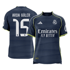 Męska Koszulka Wyjazdowa Real Madrid ARDA GÜLER #15 Wersja Piłkarska 2025/26 - Slim Fit [PREMIUM]