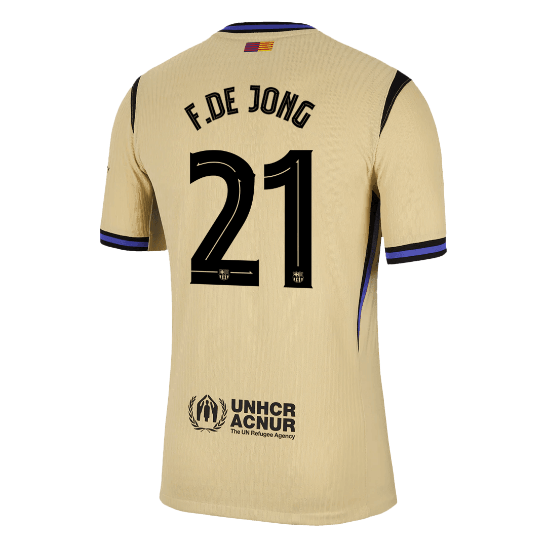 Męska Koszulka Wyjazdowa FC Barcelona F.DE JONG #21 Wersja Piłkarska 2025/26 - UCL - Slim Fit - Topowe Koszulki Pilkarskie Sklep Internetowy