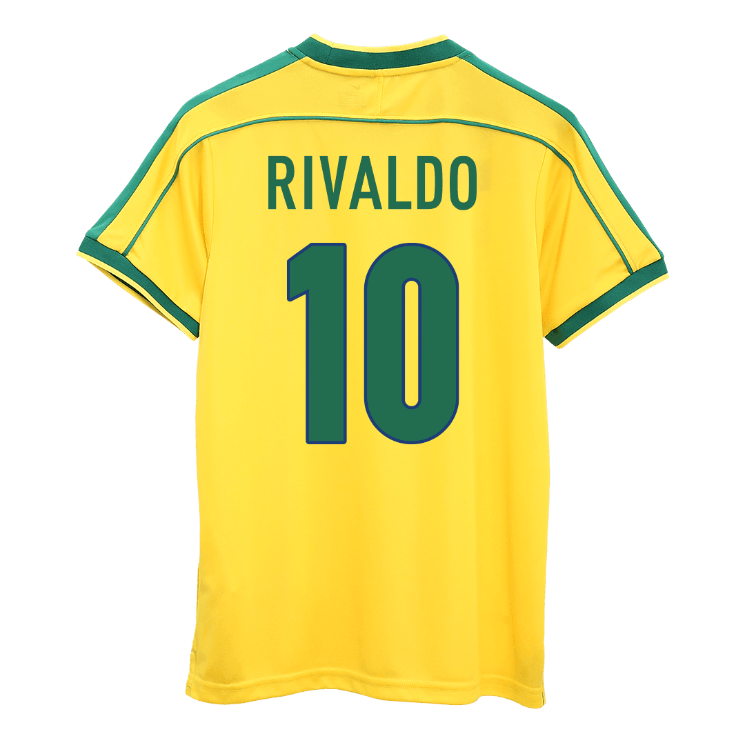 Męska Koszulka Retro Domowa Brazylia RIVALDO #10 1998 - World Cup - Topowe Koszulki Pilkarskie Sklep Internetowy
