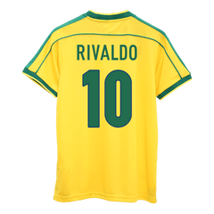 Męska Koszulka Retro Domowa Brazylia RIVALDO #10 1998 - World Cup - Topowe Koszulki Pilkarskie Sklep Internetowy