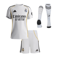 Dziecięcy Zestaw Domowa Real Madrid (Koszulka + Spodenki + Skarpety) 2025/26 [PREMIUM]