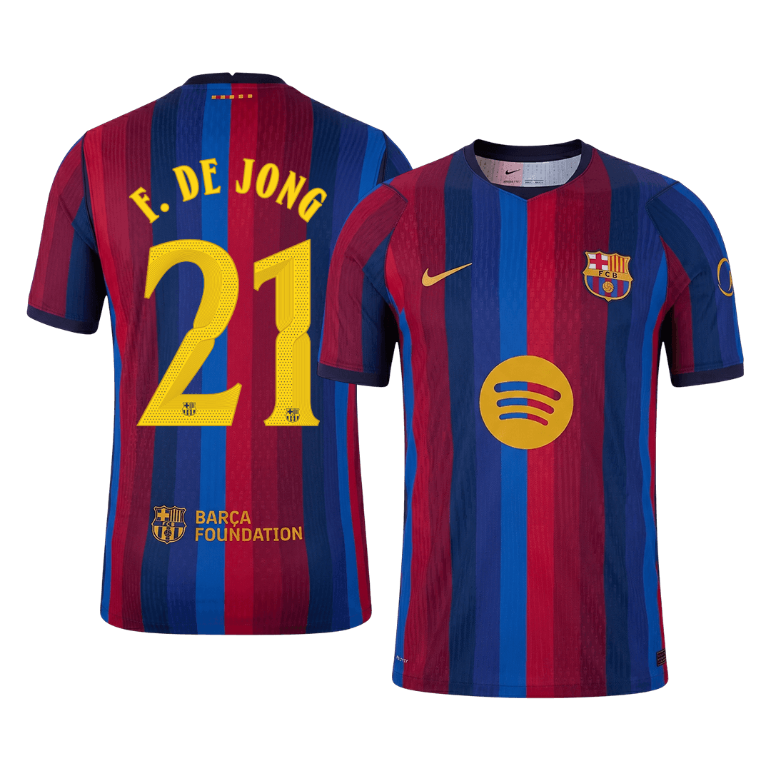 Męska domowa koszulka FC Barcelony 2026/27 – F. DE JONG #21 (wersja zawodnicza, UCL)