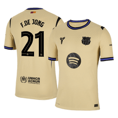 Męska Koszulka Wyjazdowa FC Barcelona F.DE JONG #21 Wersja Piłkarska 2025/26 - UCL - Slim Fit - Topowe Koszulki Pilkarskie Sklep Internetowy