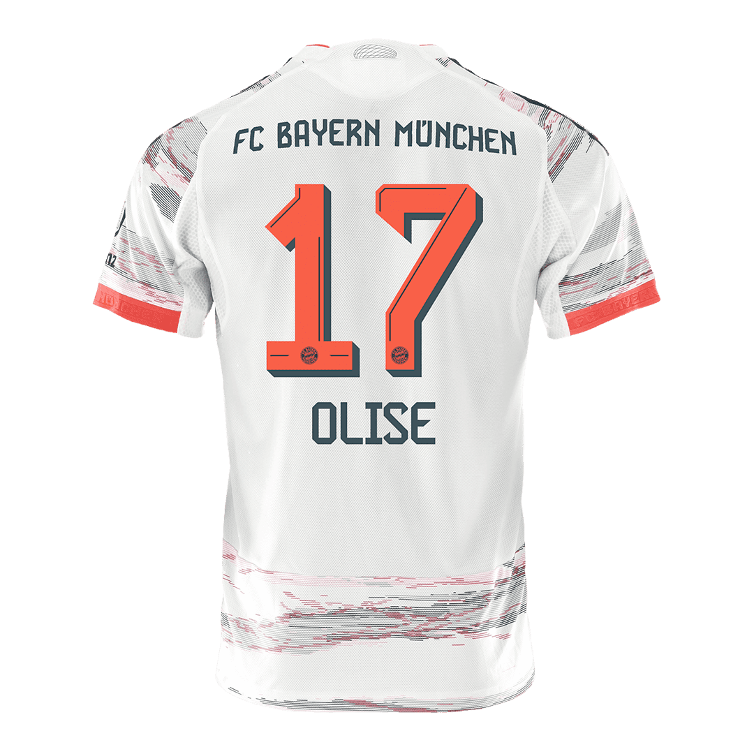 Męska Koszulka Wyjazdowa Bayern Munich OLISE #17 Wersja Piłkarska 2025/26 - Slim Fit - Topowe Koszulki Pilkarskie Sklep Internetowy