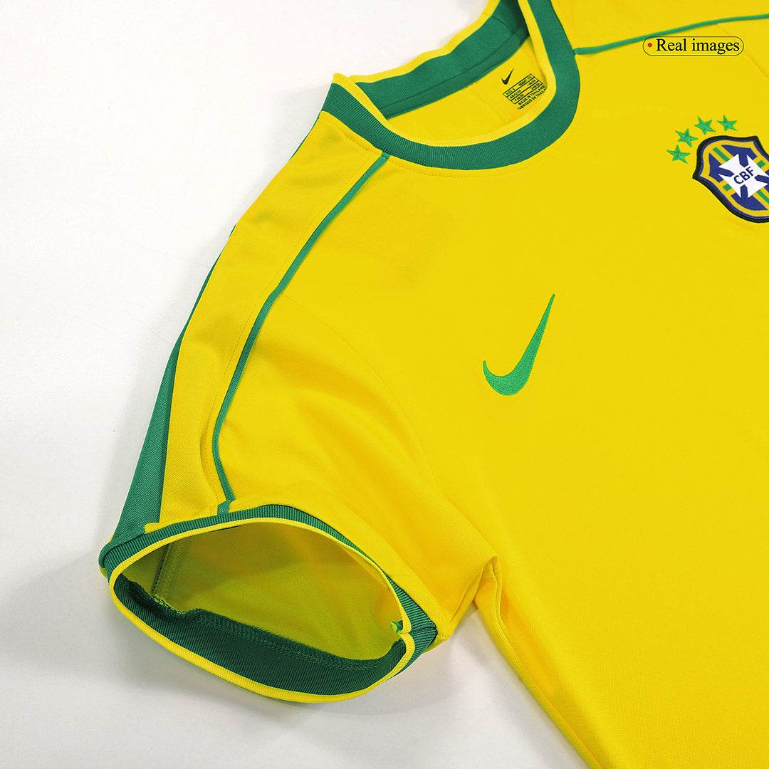 Męska Koszulka Retro Domowa Brazylia RONALDO #9 1998 - World Cup - Topowe Koszulki Pilkarskie Sklep Internetowy