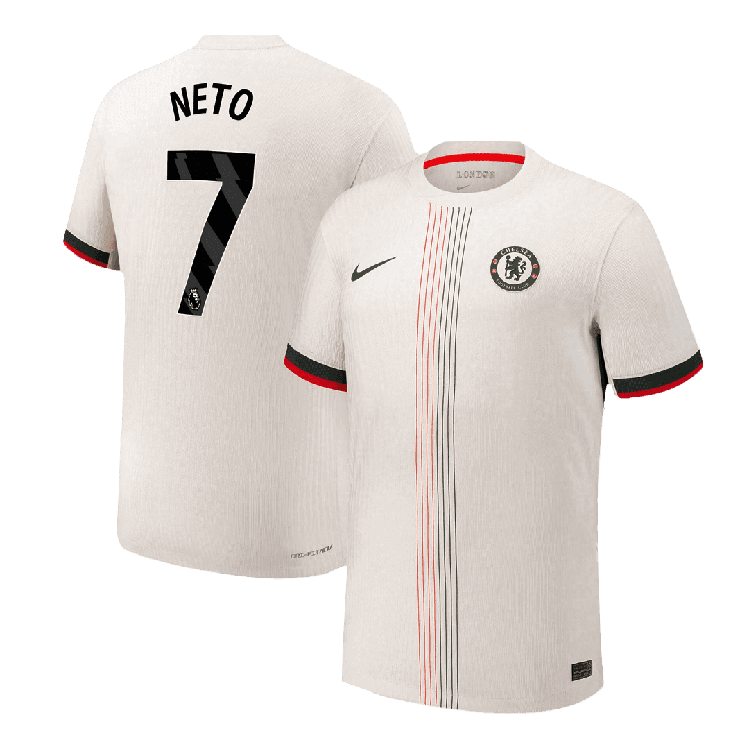 Męska Koszulka Wyjazdowa Chelsea NETO #7 Wersja Piłkarska 2025/26 - Slim Fit - Topowe Koszulki Pilkarskie Sklep Internetowy
