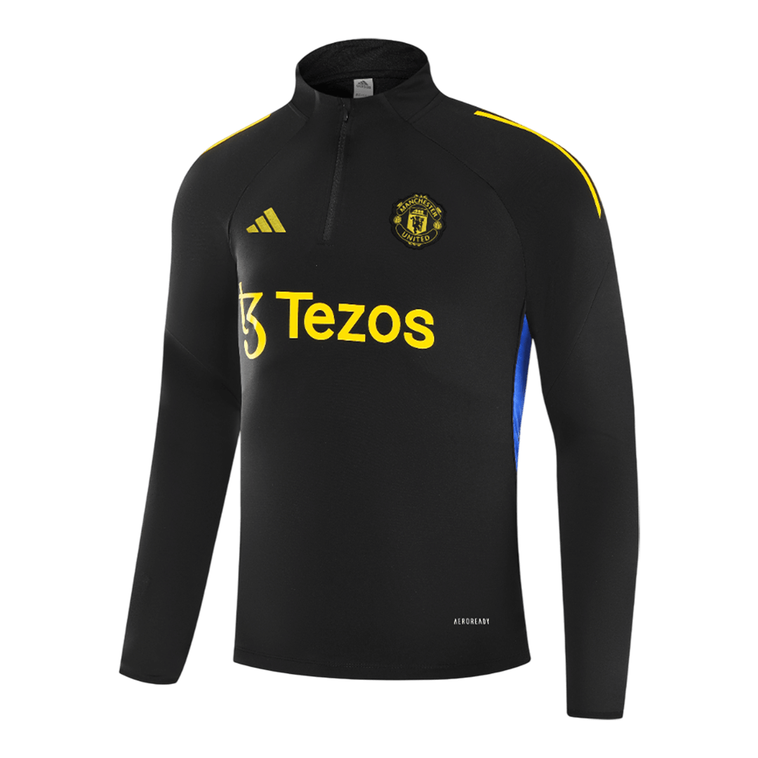 Męski Zestaw Treningowy Manchester United (Kurtka+Spodnie) 2025/26 – Czarny (zamek 1/2)