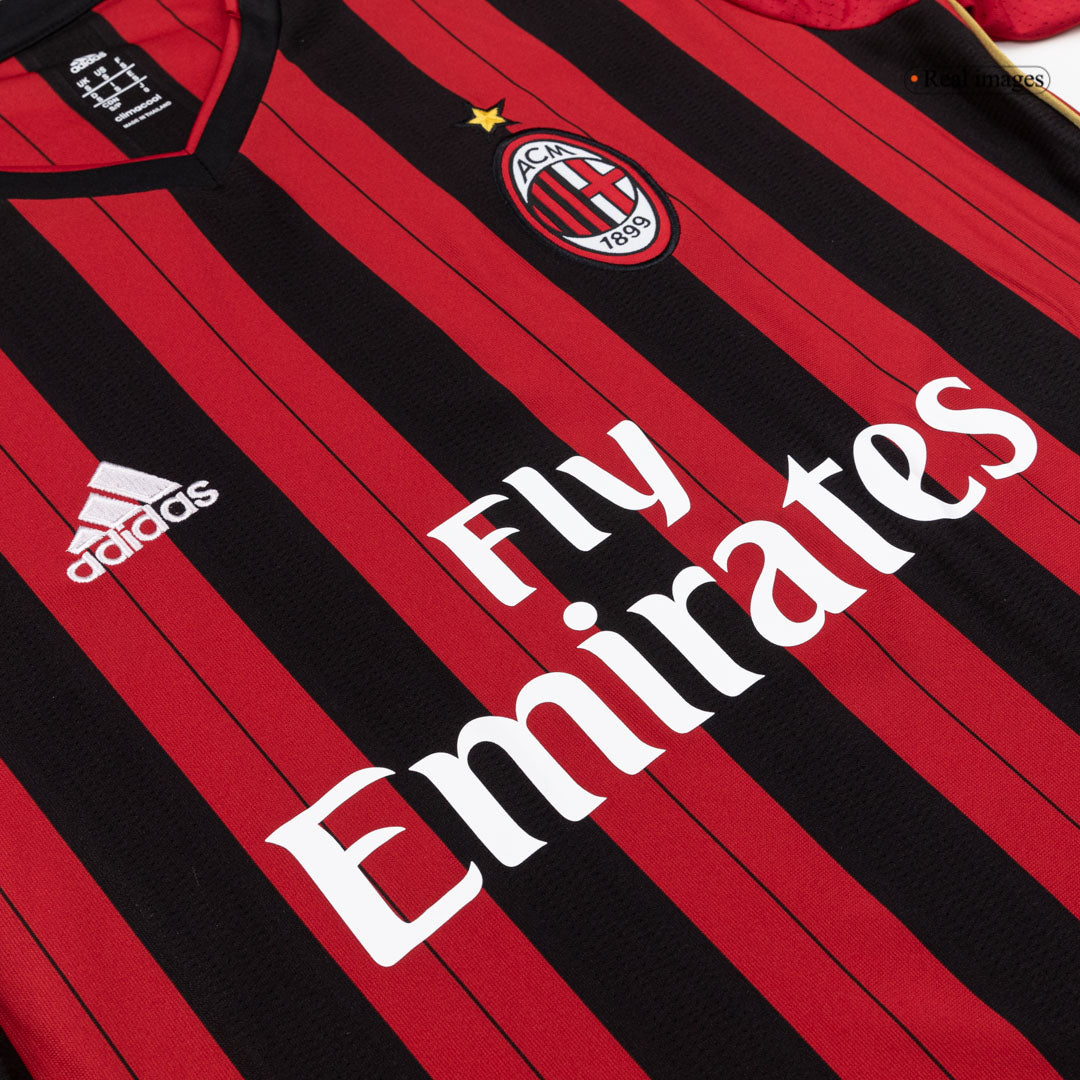 Męska Koszulka Retro Domowa AC Milan 2013/14 z Długim Rękawem