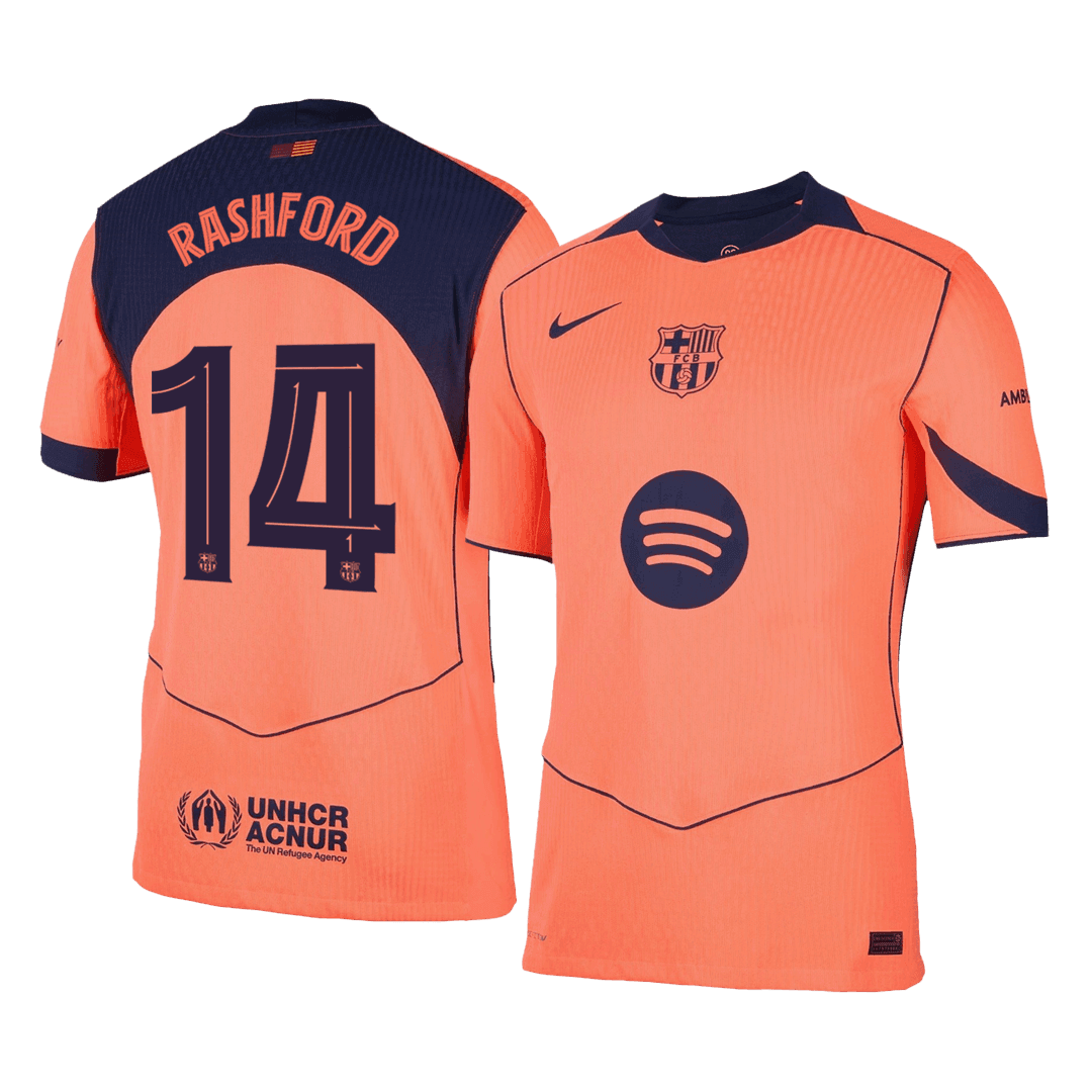 Męska Koszulka Trzecia Wyjazdowa Barcelona RASHFORD #14 Wersja Piłkarska 2025/26 - Slim Fit - Topowe Koszulki Pilkarskie Sklep Internetowy