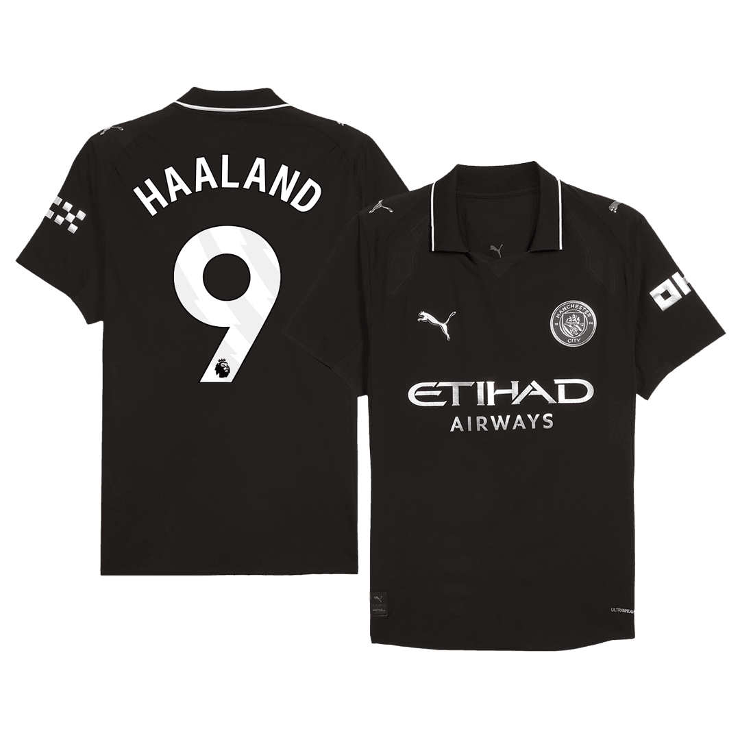 Męska Koszulka Wyjazdowa Manchester City HAALAND #9 Wersja Piłkarska 2025/26 - Slim Fit - Topowe Koszulki Pilkarskie Sklep Internetowy