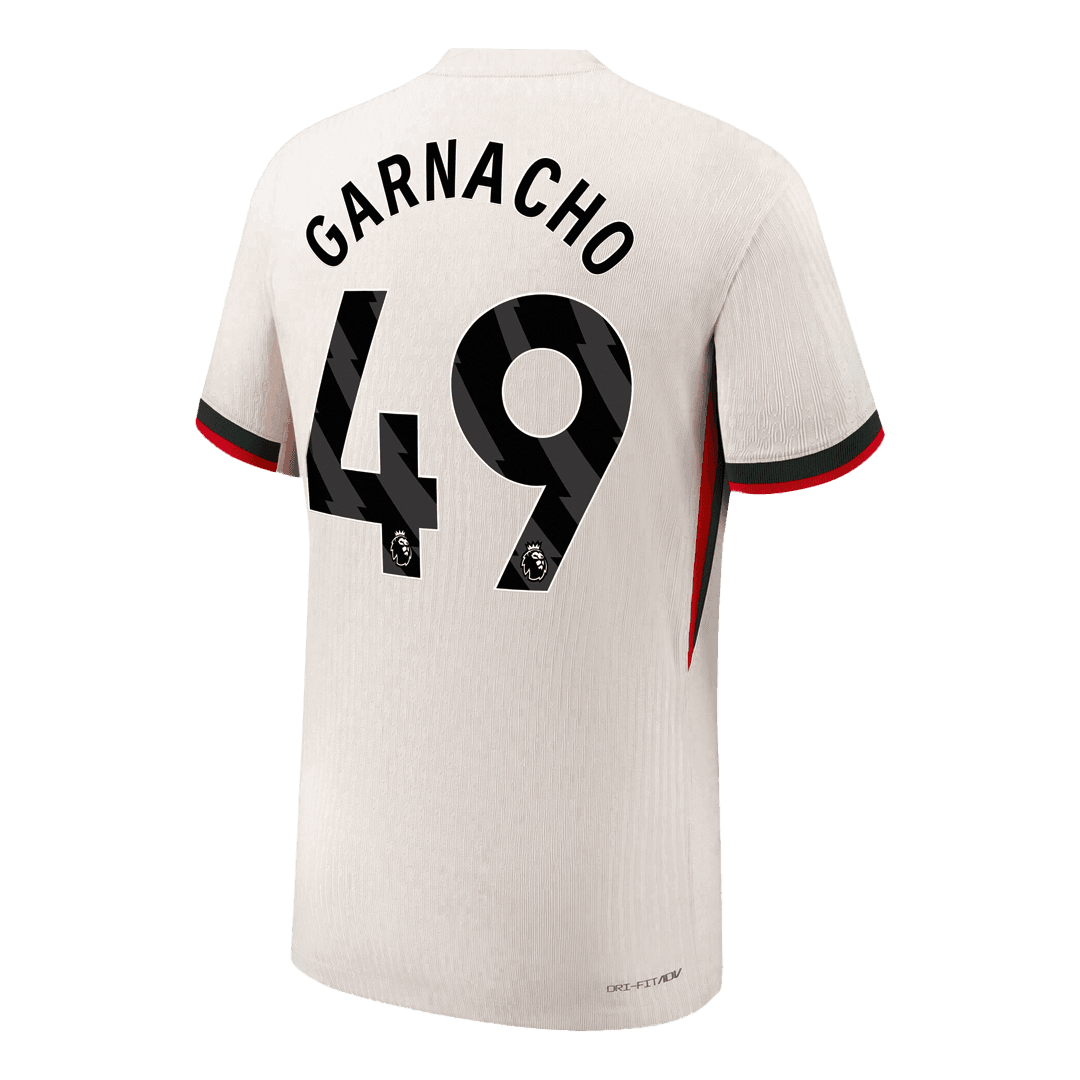 Męska Koszulka Wyjazdowa Chelsea GARNACHO #49 Wersja Piłkarska 2025/26 - Slim Fit - Topowe Koszulki Pilkarskie Sklep Internetowy