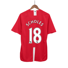 Retro SCHOLES #18 2007/08 Męska Koszulka Domowa MU - Topowe Koszulki Pilkarskie Sklep Internetowy