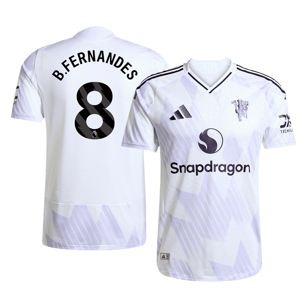 Męska Koszulka Wyjazdowa Manchester United B.FERNANDES #8 Wersja Piłkarska 2025/26 - Slim Fit - Topowe Koszulki Pilkarskie Sklep Internetowy