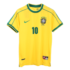 Męska Koszulka Retro Domowa Brazylia RIVALDO #10 1998 - World Cup - Topowe Koszulki Pilkarskie Sklep Internetowy