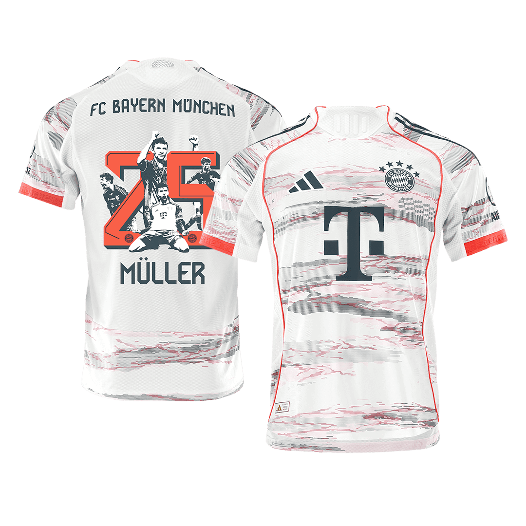 Męska Koszulka Wyjazdowa Bayern Monachium MÜLLER Special #25 Wersja Piłkarska 2025/26 - Slim Fit - Topowe Koszulki Pilkarskie Sklep Internetowy