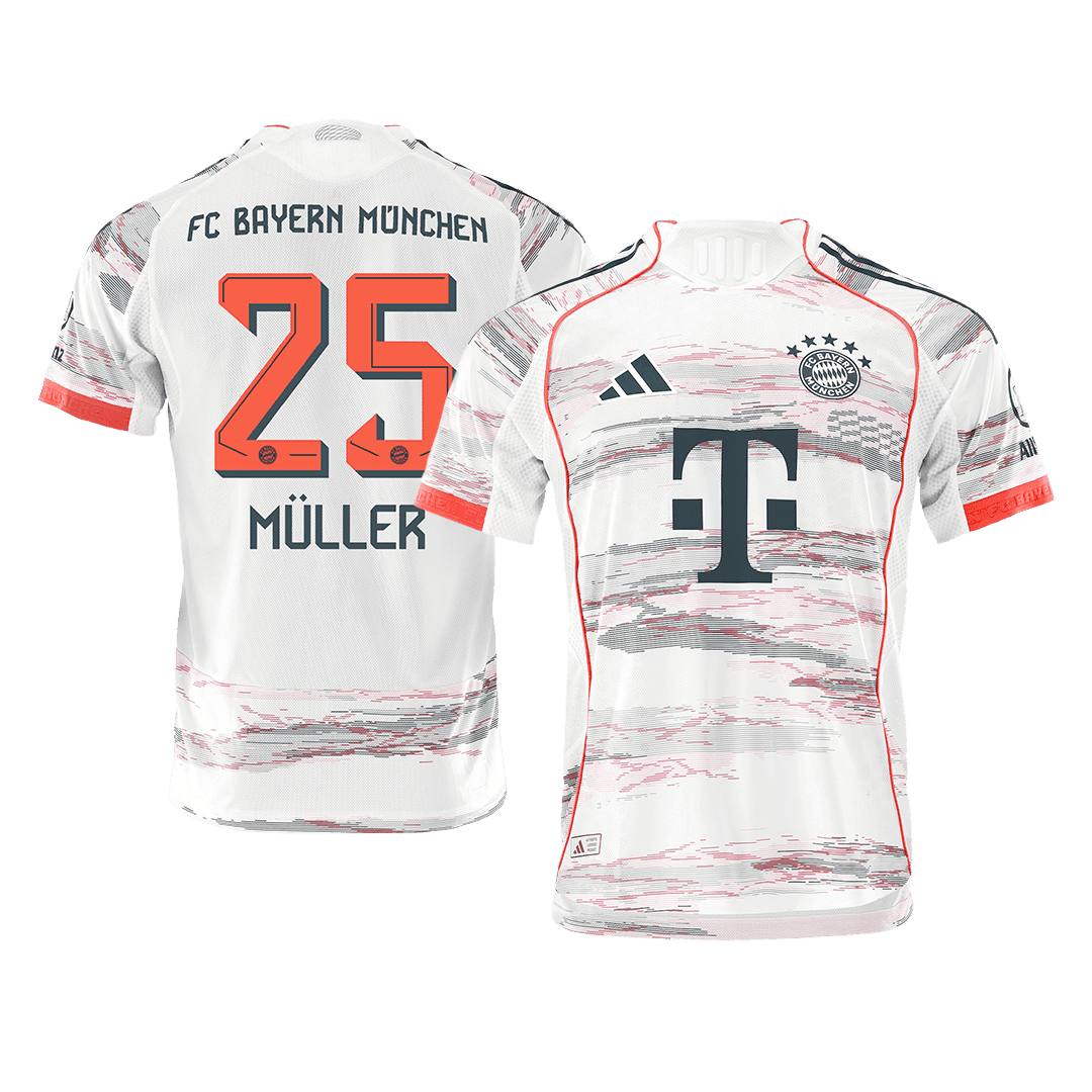 Męska Koszulka Wyjazdowa Bayern Monachium MÜLLER #25 Wersja Piłkarska 2025/26 - Slim Fit - Topowe Koszulki Pilkarskie Sklep Internetowy