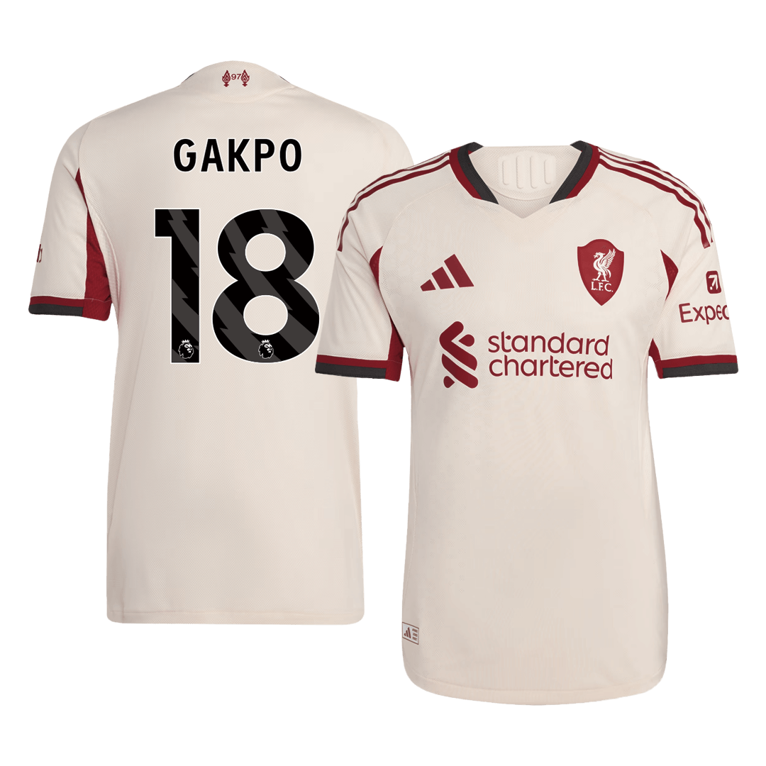 Męska Koszulka Wyjazdowa Liverpool GAKPO #18 Wersja Piłkarska 2025/26 - Slim Fit