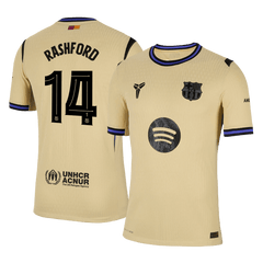 Męska Koszulka Wyjazdowa FC Barcelona RASHFORD #14 Wersja Piłkarska 2025/26 - UCL - Slim Fit
